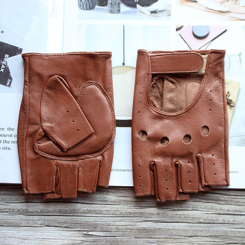 Leather Driving Glove - Guanti mezze dita in pelle di